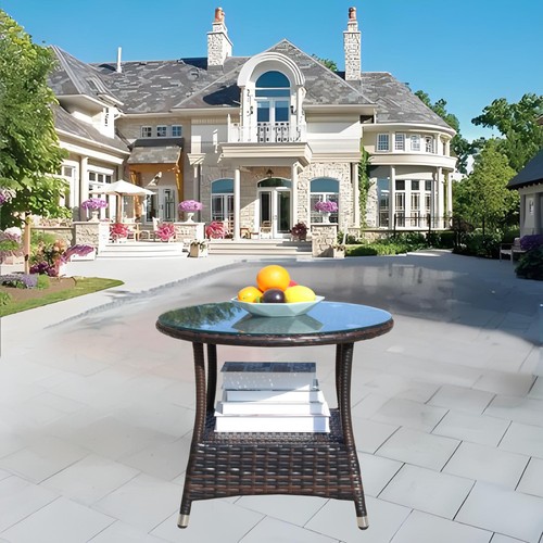 Round patio table tempered - table, w/tempered